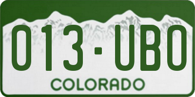 CO license plate 013UBO
