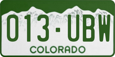 CO license plate 013UBW