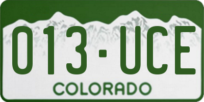 CO license plate 013UCE