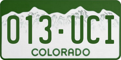 CO license plate 013UCI