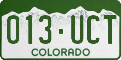 CO license plate 013UCT