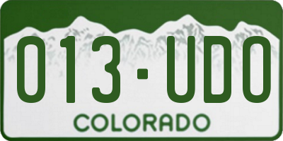 CO license plate 013UDO
