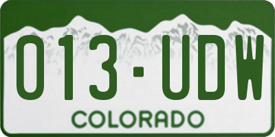 CO license plate 013UDW