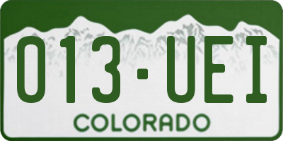 CO license plate 013UEI