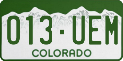 CO license plate 013UEM