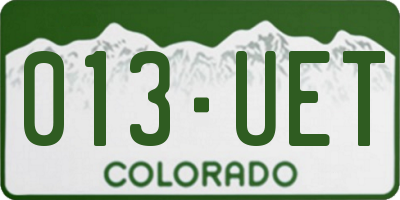 CO license plate 013UET