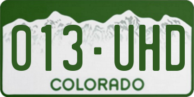 CO license plate 013UHD