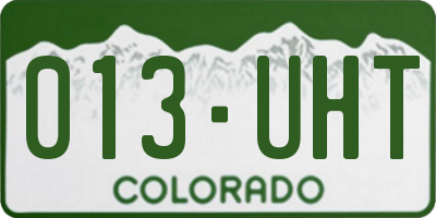 CO license plate 013UHT