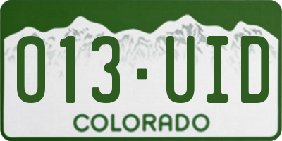 CO license plate 013UID