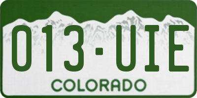 CO license plate 013UIE