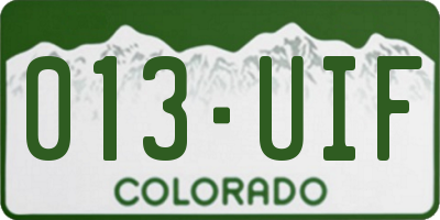 CO license plate 013UIF