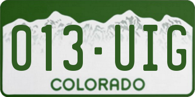 CO license plate 013UIG