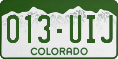 CO license plate 013UIJ