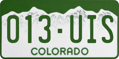 CO license plate 013UIS