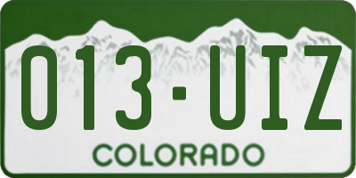 CO license plate 013UIZ