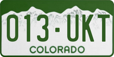 CO license plate 013UKT