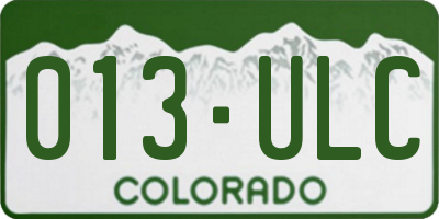 CO license plate 013ULC