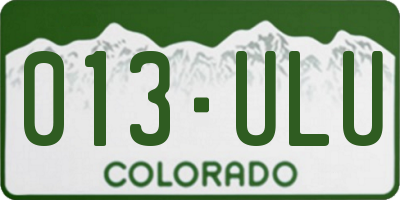CO license plate 013ULU