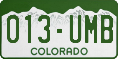 CO license plate 013UMB