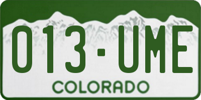 CO license plate 013UME