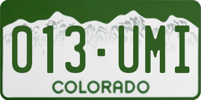 CO license plate 013UMI