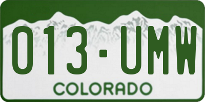 CO license plate 013UMW