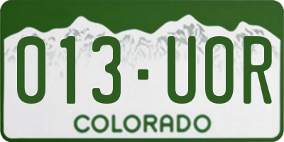 CO license plate 013UOR