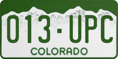CO license plate 013UPC