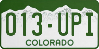 CO license plate 013UPI