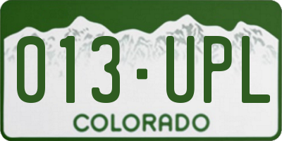 CO license plate 013UPL
