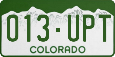 CO license plate 013UPT