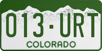 CO license plate 013URT