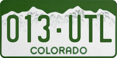 CO license plate 013UTL