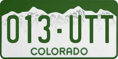 CO license plate 013UTT