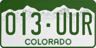 CO license plate 013UUR