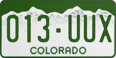 CO license plate 013UUX