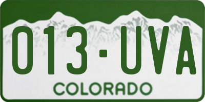 CO license plate 013UVA