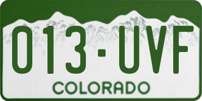 CO license plate 013UVF