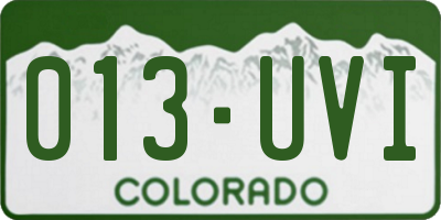 CO license plate 013UVI