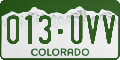 CO license plate 013UVV