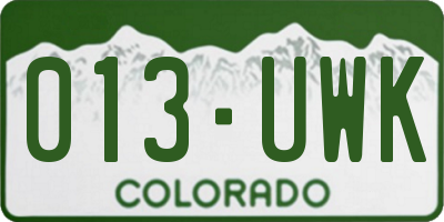 CO license plate 013UWK