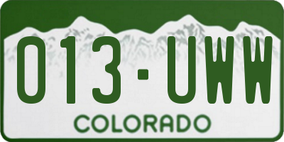 CO license plate 013UWW