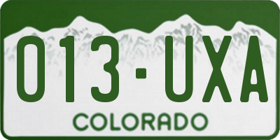 CO license plate 013UXA