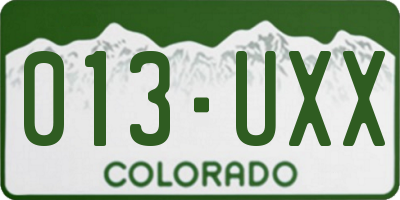 CO license plate 013UXX