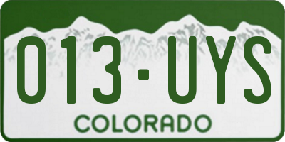 CO license plate 013UYS