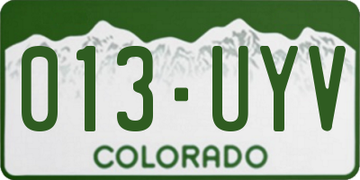 CO license plate 013UYV