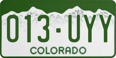 CO license plate 013UYY