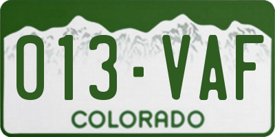 CO license plate 013VAF