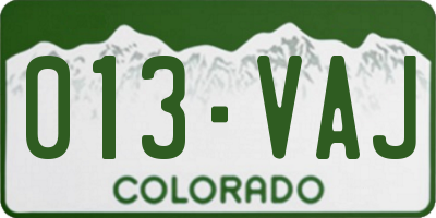 CO license plate 013VAJ