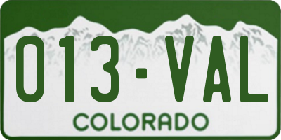 CO license plate 013VAL